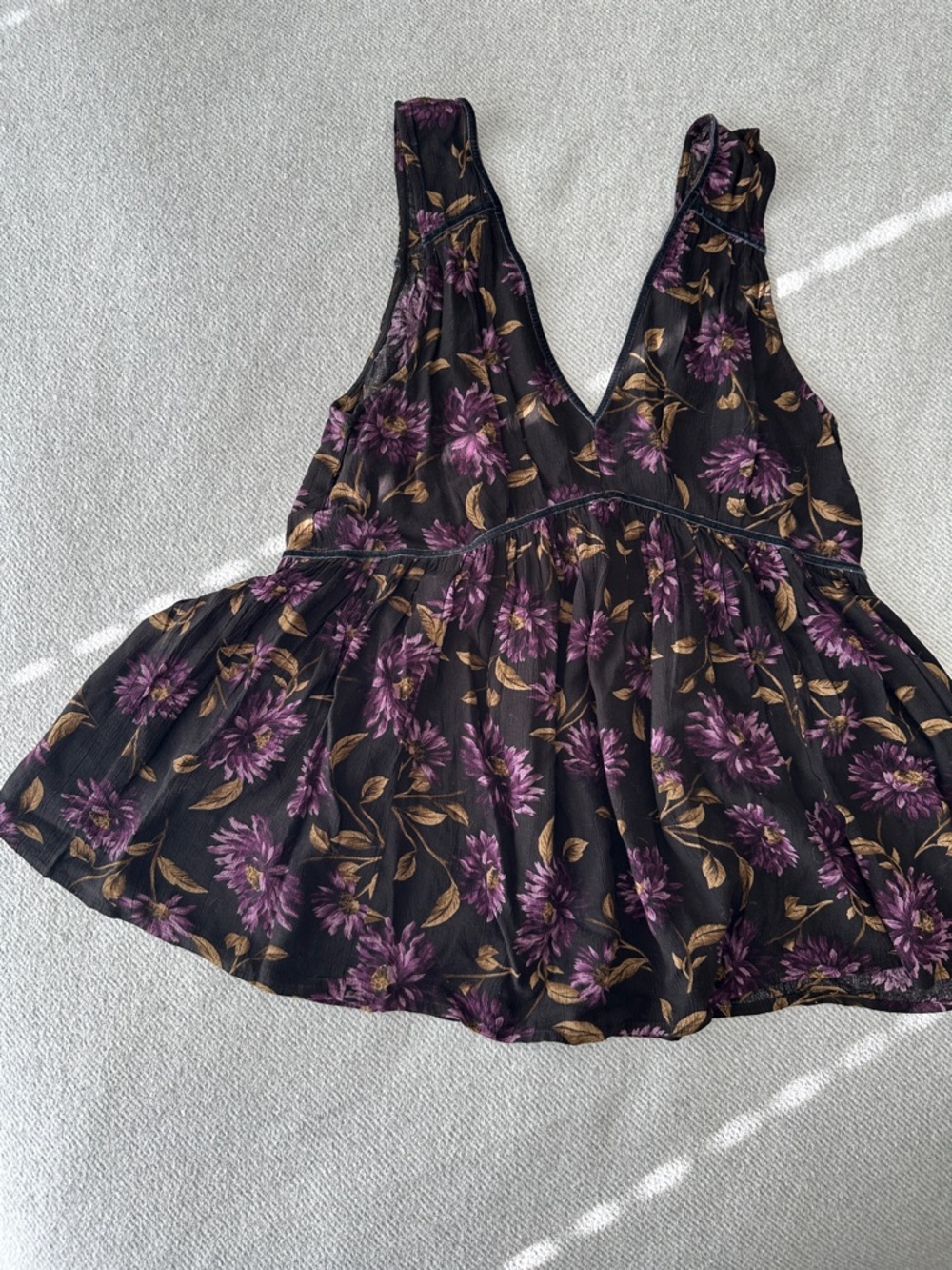 Deep-V Floral Blouse Top